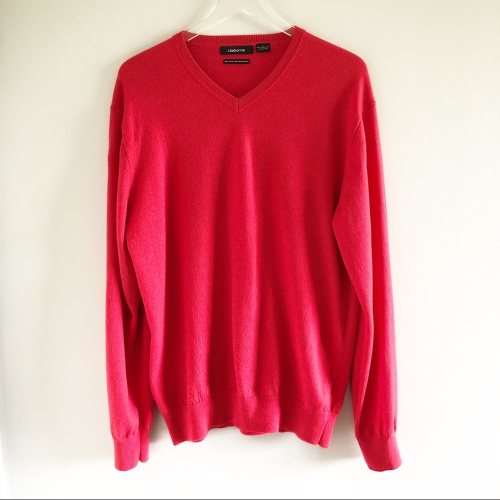 Red Crewneck Mens Sweater Size L